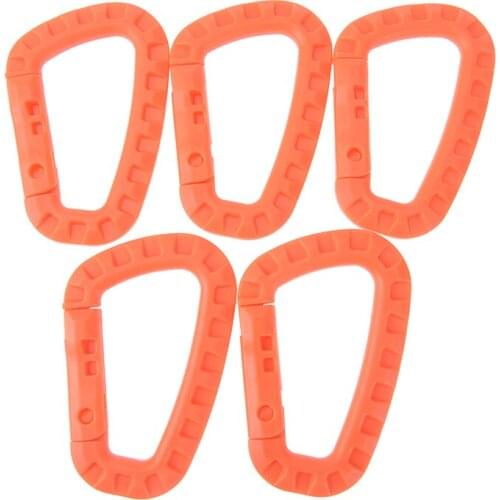 5Pcs Carabiner Plastic Key Chain Buckle D-Ring Hook Hanging Snap Clip Travel Kit Climbing Carabiner Outdoor Camping Hiking Tool