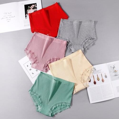 5 Pcs / Lot New Arrival 2021 Womens Cotton Briefs High Waist Seamless Plus Size Underwear M L XL XXL Q168