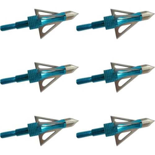 6Pcs Chase Broadhead 100Grain Fixed 3 Sharp Stainless Steel Blade Chasing Broadhead for Bow Hunting