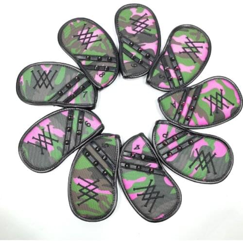 9 pcs/set Golf Iron Cover Camouflage Iron Cover Protection Cap Cover Golf Accessory 3 Colors in Choice