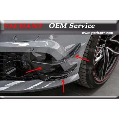 Car-Styling Carbon Fiber Front Canard 4Pcs Fit For 2013-2016 A6 S6 RS6 RS6-Conversion Front Bumper A Style Canards