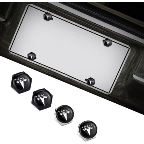 Car License Plate Screws Frame Security Screw Bolt Caps for Tesla Logo Roadster Cybertuck Model 3 S X Y Protection Accessories
