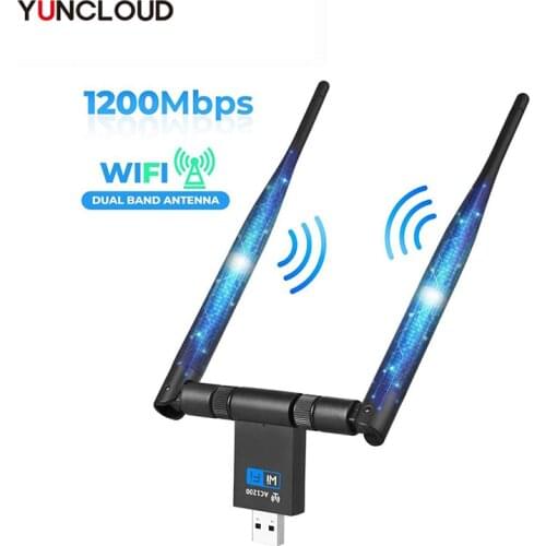 Wireless 1200Mbps WiFi Adapter USB 3.0 Dongle 2.4G/5G Long Range Stable Signal Network for Windows XP 10 8 7 Visa Mac10.6-10.13
