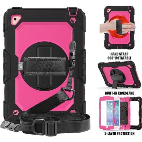 Kids Safe Silicone Case with Shoulder Strap and Kickstand Hybrid Cover for Apple iPad Mini 4 Mini 5 Tablet Universal + Stylus