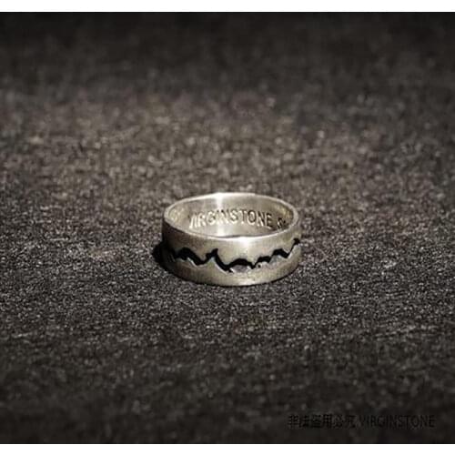 Designer unique creative hand-carved irregular line opening adjustable ring fashionable personality couple silver jewelry