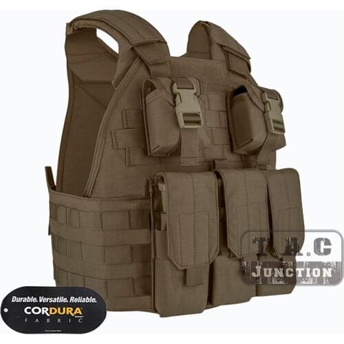 Emerson SPC Style High Speed Plate Carrier Vest w/ Triple M4 M16 Magazine Pouch Adjustable Tactical Compact Vest Coyote Brown