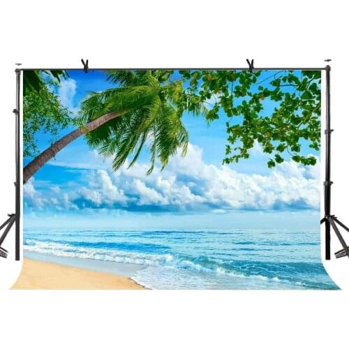 7x5ft Natural Scenery Backdrop Blue Sea Water Green Coco Scenery Photography Background and Studio Photography Backdrop Props