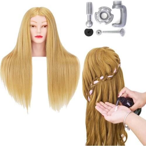 22''Mannequin Training Head With 100% Real Hair Brown Hairdressing Styling Dummy Dolls Manikin Head For Hairdressers Hairstyles