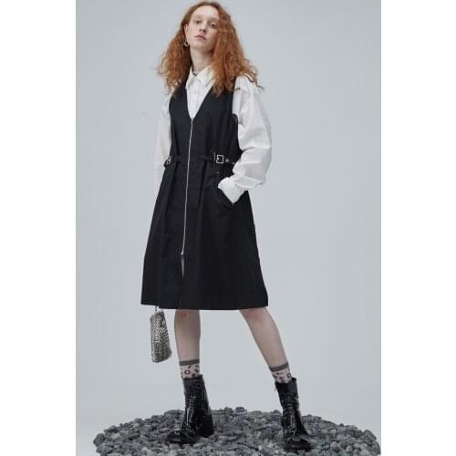 IRINACH191 2020SS NEW COLLECTION black v neck long dress type vest women