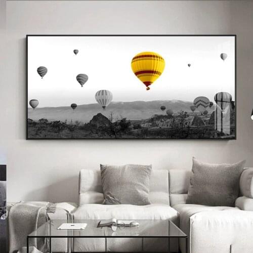 Hot Air Balloon Picture Home Decor Nordic Canvas Painting Wall Art Scenery Yellow Color Decor Posters and Prints for Living Room