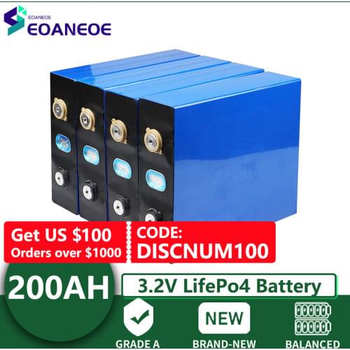 New 3.2V 200Ah lifepo4 Battery pack 12V200AH 24V200AH cell Lithium Iron Phosphate solar EU US tax free