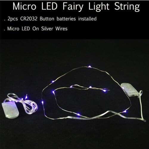 Battery Powered Micro LED String Light 10 LEDs/4ft (1M) Ultra Thin Silver Wire Rope Lights for Trees Wedding Parties Jar Bedroom