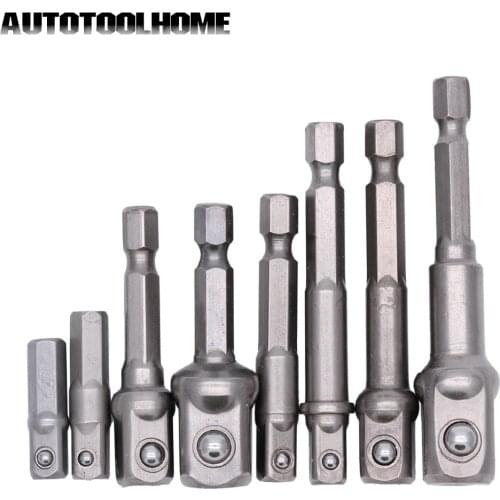 8pc 1/4" Chrome Vanadium Steel Socket Adapter Bits Set Hex Shank Extension Drill Bit Bar Hex Bit Set Power Tools