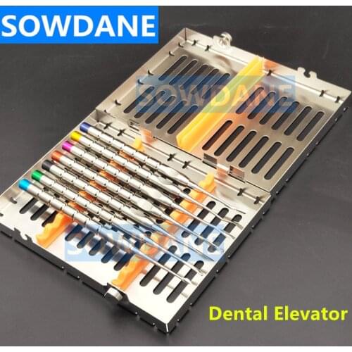 7 Pcs Set Dental Implant Instrument Stainless Steel Luxating Root Elevator with Case Dentist Instruments Tool Teeth Extraction