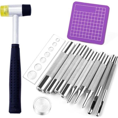 LMDZ Snap Rivet Fastener Buttons Installation Tool Kit With Rubber Hammer For DIY Leather Crafts Hand Punch Material Accessories