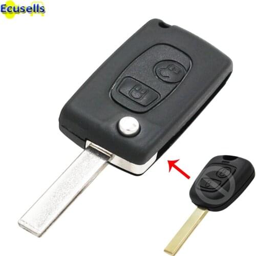 NEW Style Upgrade To Flip Remote Key Case Fob KEY SHELL 2 BUTTON for PEUGEOT 307 blade with groove