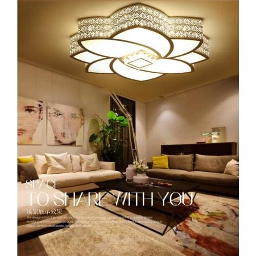 New Lotus LED Ceiling Light Modern Simple Flower Shaped Living Room Light Iron Crystal Room Light LED lighting fixture led lamp