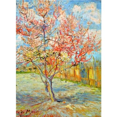 PEACH TREE IN BLOOM AT ARLES, C. by Vincent Van Gogh Oil paintings reproduction Landscapes art hand-painted home decor