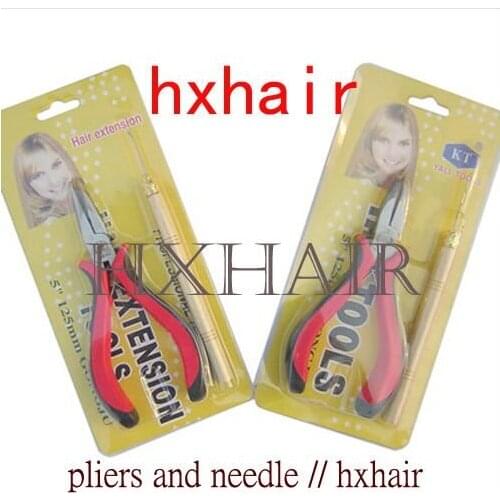 No.3 Pliers and Pulling Needle ( Curving Head with Teeth ) / Professional Hair Extension Tools