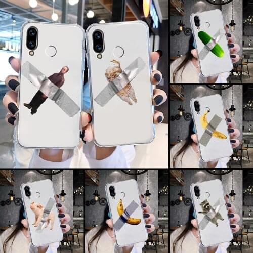 Funny cat tape fruit Phone Case Transparent For Huawei Honor 6 7 8 9 10 10i 20 A C X Lite Pro Play transparent luxury waterproof