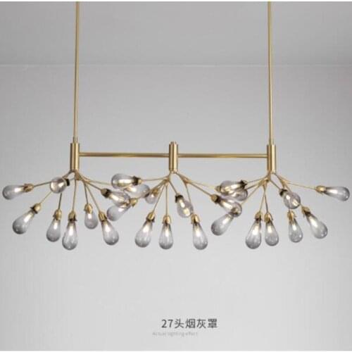 Copper Luxury LED Chandelier Lighting Nordic Dining Living Room Firefly Creative G4 Hanging Lamp Bedroom Home Deco Glass Fixture