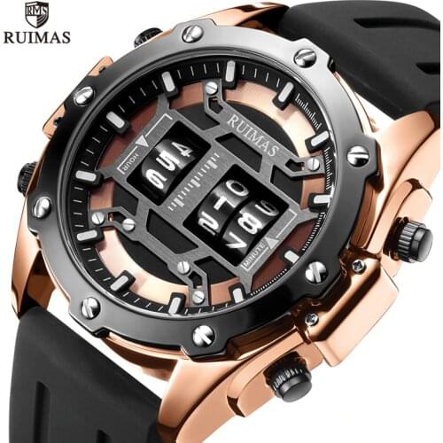 RUIMAS Luxury Roller Digital Quartz Watches Men Waterproof Wristwatch Top Brand Military Sports Watch Man Relogios Masculino 553