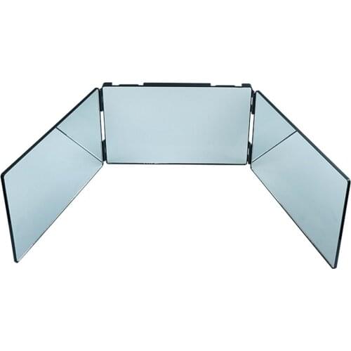 Retractable Hanging Three Sided Folding Makeup Mirror Freely Adjustable Height Shaving Hairdressing Mirror Three Fold Mirror