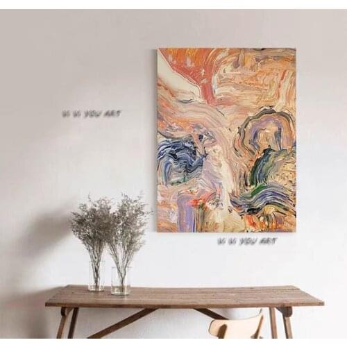 Contemporary Bright Color Style Hand Painted Abstract Oil Painting Minimalist Modern On Canvas Wall Art Decorative For Living