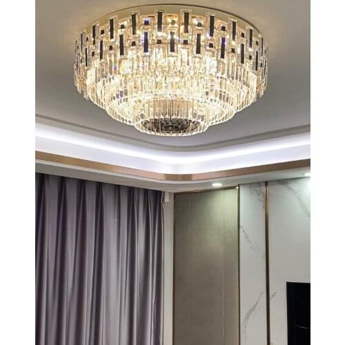 Modern minimalist crystal ceiling lamp luxury atmosphere household LED crystal lamp round living room bedroom lamp