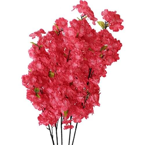 Wedding Cherry Blossom Simulation Plants Bright Color Realistic Four-pronged Photo Studio Decoration Artificial Flowers Stems