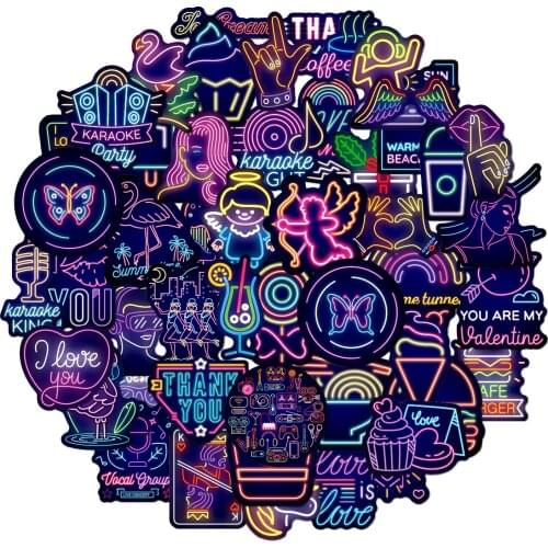 10/30/50PCS Cartoon Creative Neon Graffiti Stickers Laptop Scooter Suitcase Waterproof Guitar Decoration Toys Wholesale