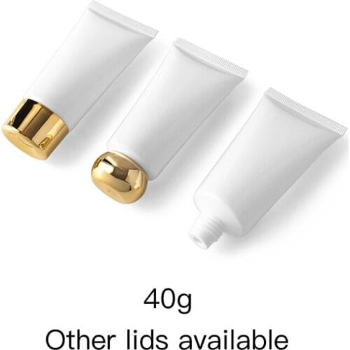 10pcs 40g Empty Cosmetic Container 40ml Cream Soft Tube Makeup Foundation Package White Plastic Squeeze Bottles Free Shipping