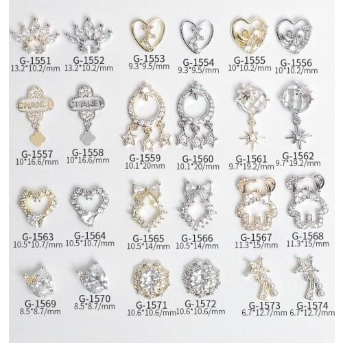 10pcs/lot 3D Bear Love Bow Star Zircon Crystals Alloy Rhinestones Jewelry Nail Art Decorations Nails Accessories Charms Supplies
