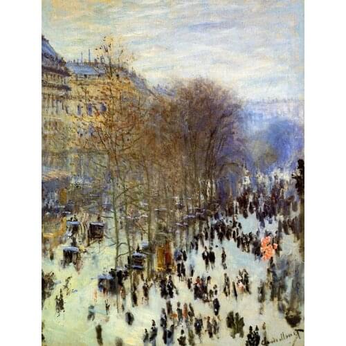 100% handmade landscape oil painting reproduction on linen canvas, landscape oil painting,boulevard-of-capucines-1874k