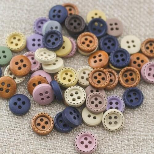 100Pcs New Style Colorful Wooden Decorative Buttons Solid Color Sewing Clothing Scrapbook DIY Craft Sewing Supplies Accessories