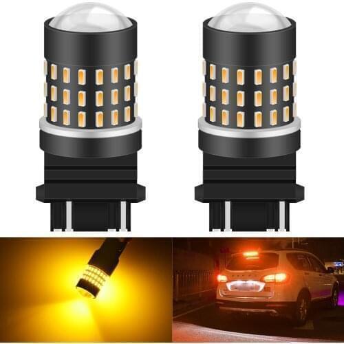 2Pcs T25 3157 P27W P27/7W LED Amber White Red 3014SMD 3156 LED Bulb Lamp for DRL Car Brake Stop Reverse Parking Light 12V Auto