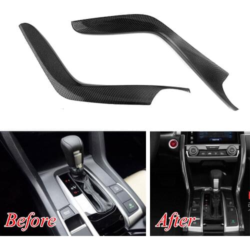 2pcs/set 4Colors Car Interior Dashboard Gear Side Cover Strip Decoration Fit For Honda Civic 2016 2017 Car Styling Accessories