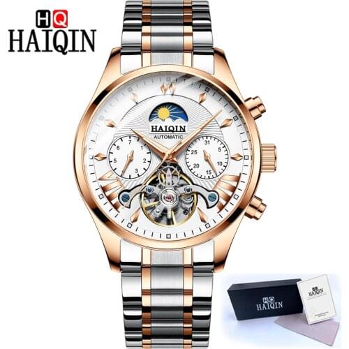 New HAIQIN Mechanical Automatic Watch Men Watches Top Brand Luxury Tourbillon Watch Business Wristwatch Mens reloj hombre 2019