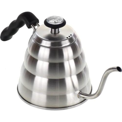 Ecocoffee 304 Stainless Steel Tea Coffee Kettle with Therometer 1.2L Gooseneck Long Sprout Pour Over Stovetop Coffee Pot 40Oz