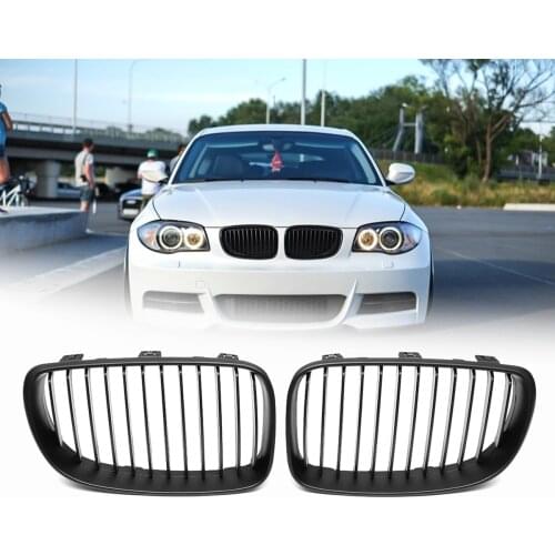 For BMW 1 SERIES E81 E82 E87 E88 2d 4d 2007 2008 2009 2010 2011 2012 2013 Pair ABS Side Matte Gloss Black Front Kidney Grilles