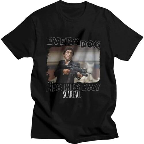 Vintage Scarface Tony Montana T-shirt Men Novelty T Shirts Short Sleeve Pacino Gangster Movie Tshirts 100% Cotton Tee Clothes