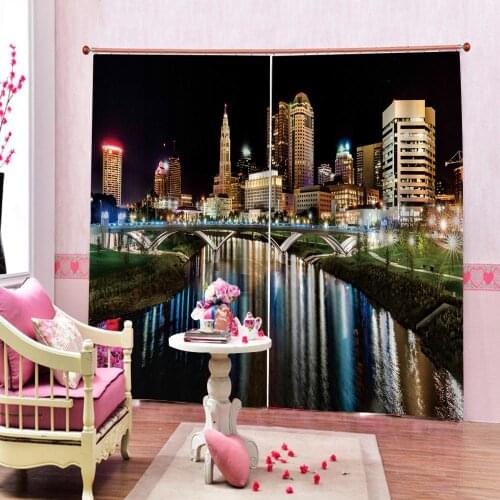 City night scene 3D Window Curtain For Living Room Bedroom building Drapes Indoor Decor Customizable any size