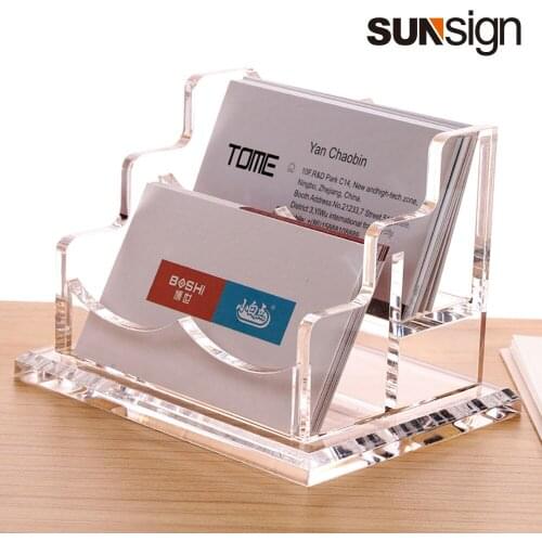 Hot Sale Multi-tier Clear Plastic Counter Business Card Holder Pamphlet Collection Stand