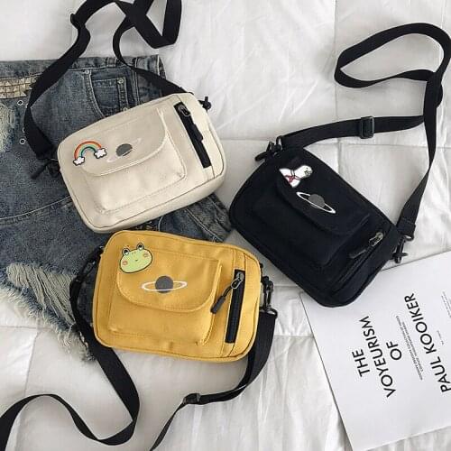 Canvas bag women bag 2021 spring new Korean versatile cute mini crossbody bag single shoulder bag mobile phone bag