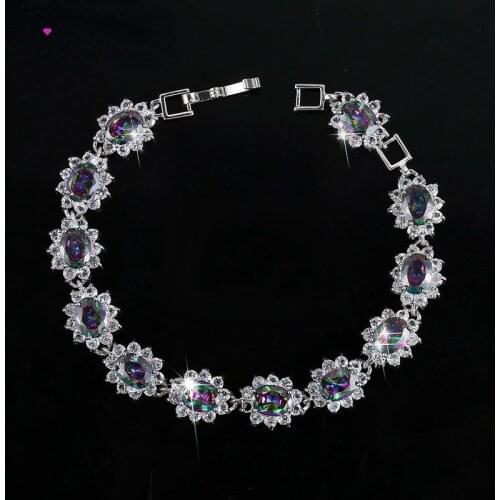 925 Silver Classic Bracelets & Bangles Luxury Multicolor AAA Zircon Bracelets for Women Female Bridal Wedding Jewelry Wholesale