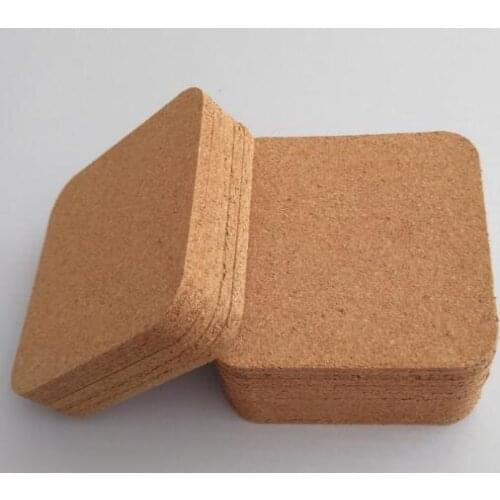 Classic Square Plain Cork Coasters Heat-insulated Cup Mats 10cm Diameter for Wedding Party Gift