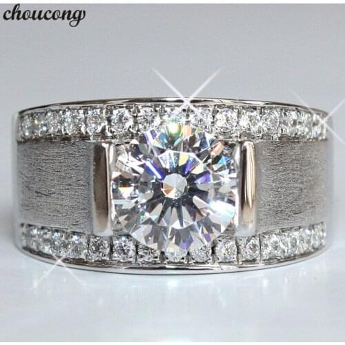 Choucong 2018 Solitaire Men ring 7mm 5A zircon Sona cz 925 Sterling Silver Engagement Wedding Band rings For men Fashion Jewelry