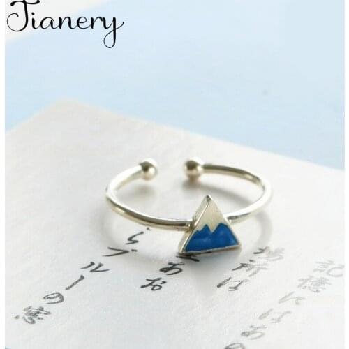 JIANERY Romantic Silver Color Triangle Rings For Women Bohemian Vintage Jewelry Adjustable Size Finger Rings