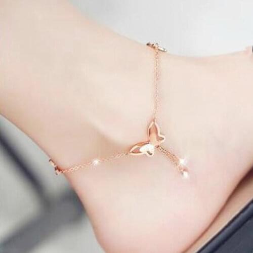 Lx096 Summer beach accessories Korean fashion simple adjustable butterfly anklet female charm jewelry 2019