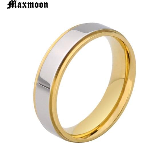Maxmoon Anti-allergy Smooth Simple Wedding Couples Rings For Man Or Woman Stainless Steel Rings Women Wedding Rings Wholesale